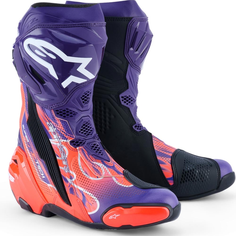 Topánky na motorku Alpinestars Supertech R Vented Flyte limitovaná edícia Jorge Martin fialovo-červeno-čierne