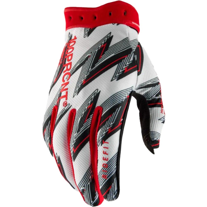 Motokrosové rukavice 100% Ridefit bielo-červené
