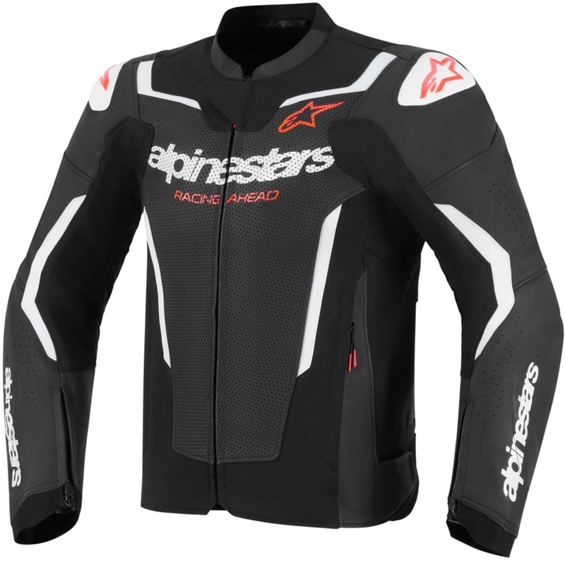 Kožená bunda na motorku Alpinestars GP Force V2 Airflow čierno-biela