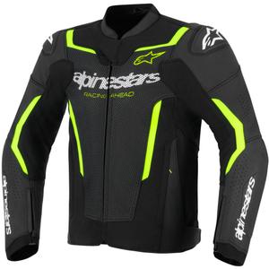 Kožená bunda na motorku Alpinestars GP Force V2 Airflow čierno-fluo žltá