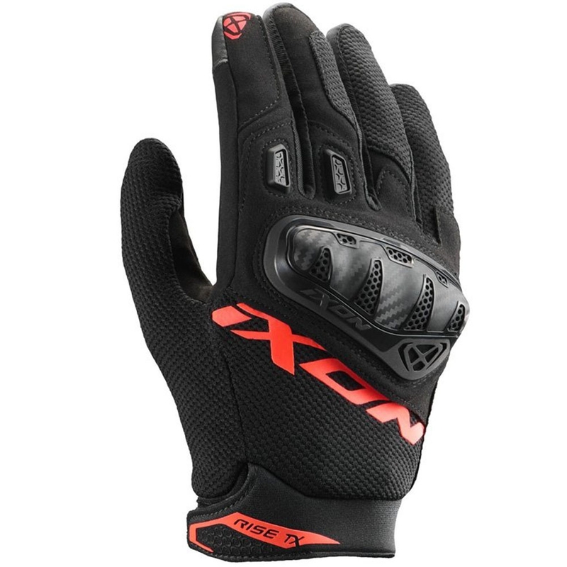 Rukavice na motorku IXON Rise TX čierno-fluo červené
