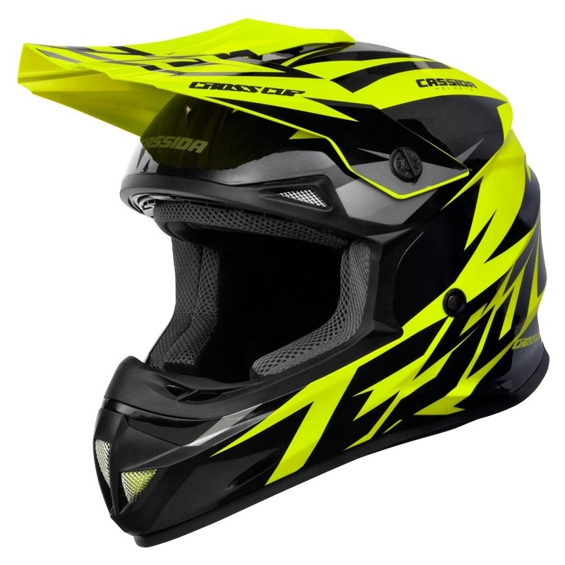 Detská motokrosová prilba Cassida Cross Cup Two čierno-šedo-fluo žltá