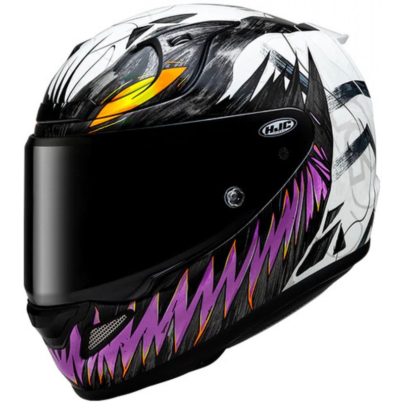 Integrálna helma na motorku HJC RPHA 12 Anti Venom 2 Marvel MC8 čierno-bielo-fialová
