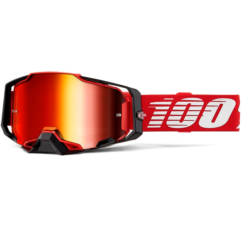 Motokrosové okuliare 100% Armega Red s červeným plexi
