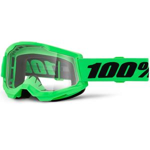Motokrosové okuliare 100% STRATA 2 NEW fluo zelené s čírym plexi