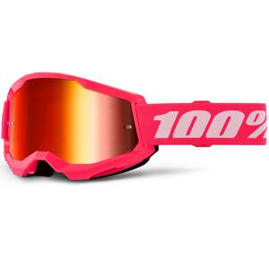 Motokrosové okuliare 100% STRATA 2 NEW ružové s červeným plexi