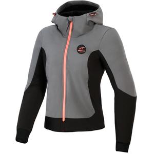 Dámska mikina na motorku Alpinestars Stella Radium Tech Hoodie tmavo sivo-čierno-ružová