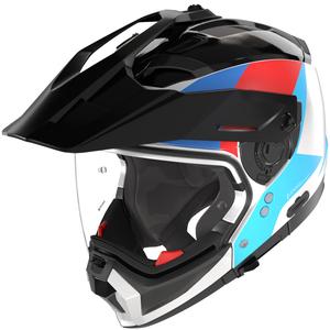 Modulárna prilba na motorku Nolan N70-2 X Turbine 350 bielo-čierno-modro-svetlo modro-červená