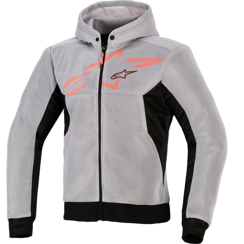 Mikina na motorku Alpinestars Chrome Superairflow čierno-svetlo šedo-fluo červená