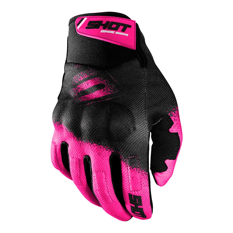 Motocrossové rukavice Shot DRIFT Smoke čierno-fluo ružové