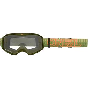 Motokrosové okuliare O´Neal B-10 Striped zeleno-oranžové (číre plexi)