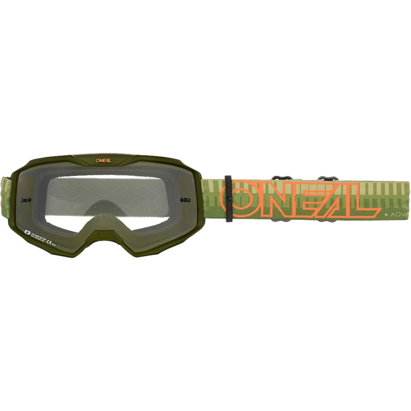 Motokrosové okuliare O´Neal B-10 Striped zeleno-oranžové (číre plexi)