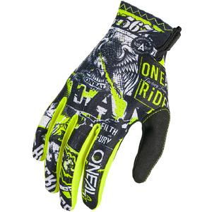 Detské motokrosové rukavice O´Neal Matrix Attack čierno-fluo žlté