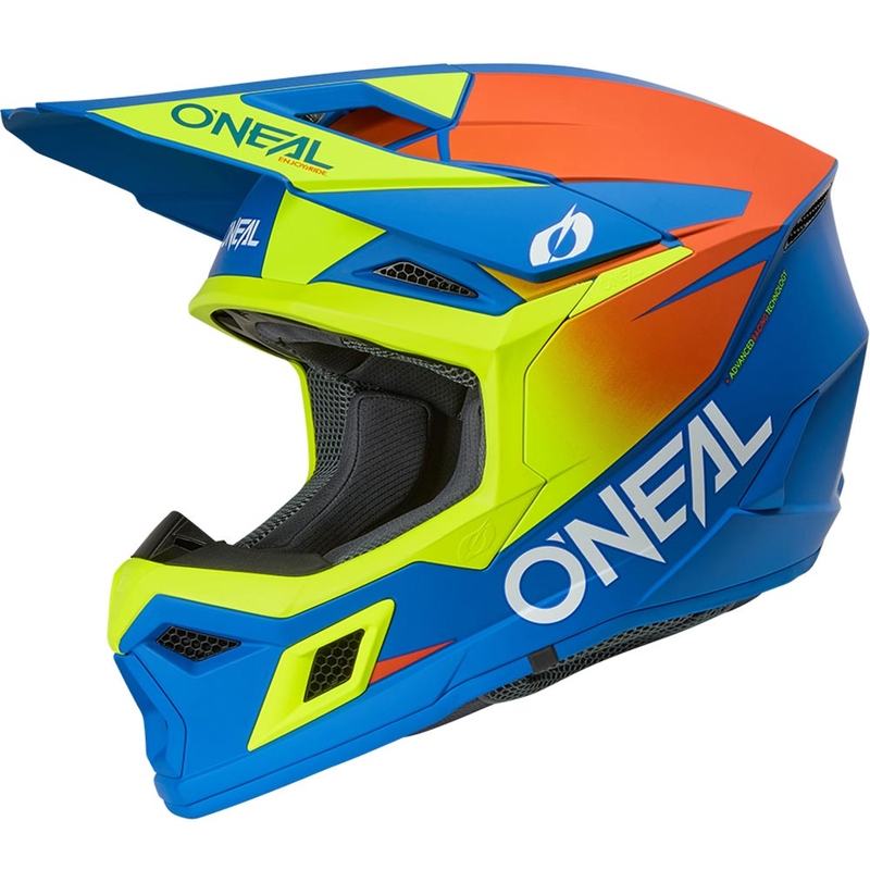 Detská motokrosová helma O´Neal 3SRS Solid matná modro-fluo žltá