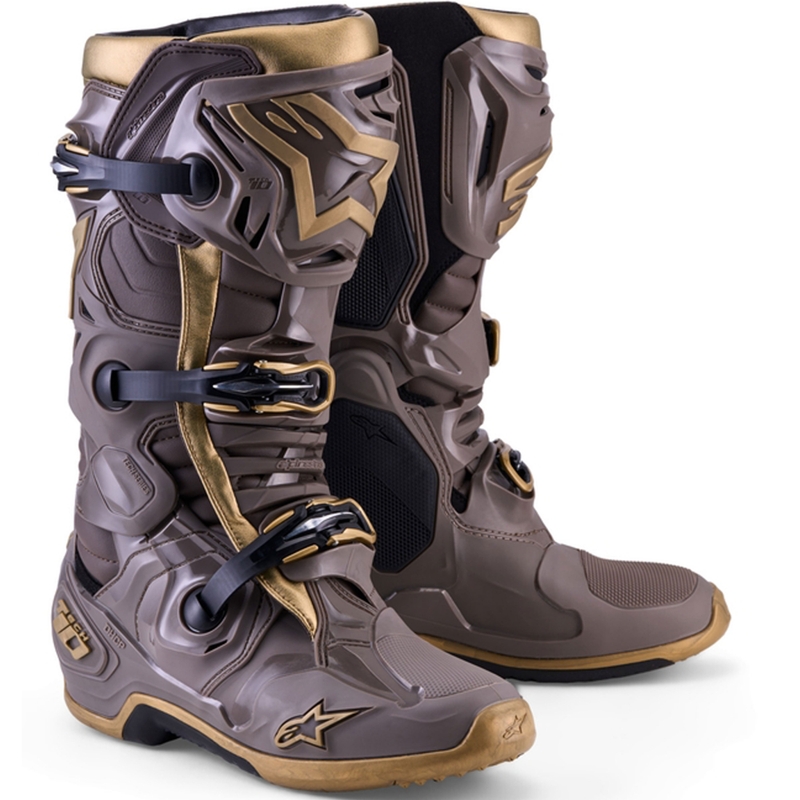 Topánky na motorku Alpinestars TECH 10 limitovaná edícia AIR GOLD hnedo zlaté
