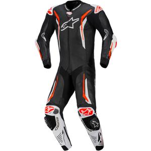 Jednodielna kožená kombinéza na motorku Alpinestars GP TECH V5 čierno-bielo-fluo červená