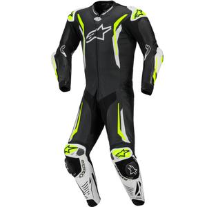 Jednodielna kožená kombinéza na motorku Alpinestars GP TECH V5 čierno-bielo-fluo žltá