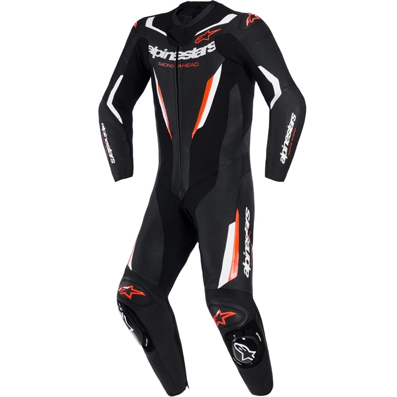 Jednodielna kombinéza na motorku Alpinestars GP FORCE V2 čierno-bielo-fluo červená