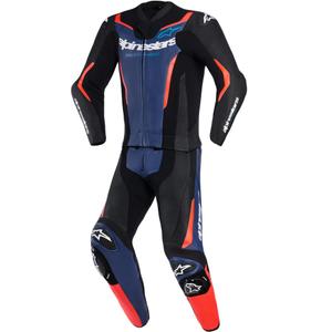 Dvojdielna kombinéza na motorku Alpinestars GP Force V2 čierno-modro-fluo červená
