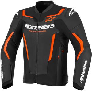 Kožená bunda na motorku Alpinestars GP Force V2 čierno-fluo červeno-biela