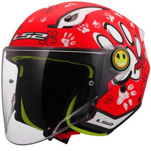 Detská otvorená helma na motorku LS2 OF622 Funny II Paws červená