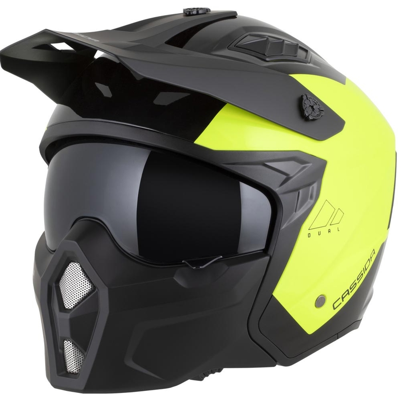 Modulárna helma na motorku Cassida Cross Country Dual fluo žlto-čierna