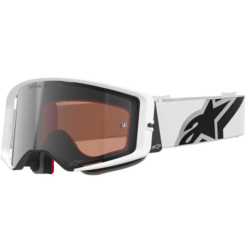 Motokrosové okuliare Alpinestars Supertech Corp bielo-šedé s červeným plexi