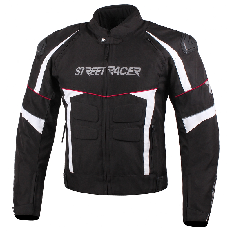 Bunda na motocykel Street Racer Spark čierno-bielo-červená výpredaj