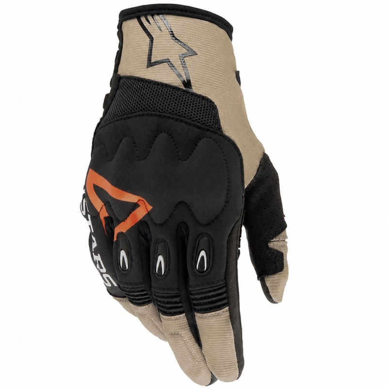 Motokrosové rukavice Alpinestars Techdura čierno-hnedo-fluo červené