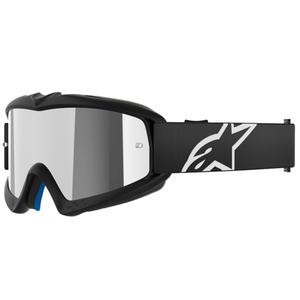 Detské motokrosové okuliare Alpinestars Vision Youth Corp čierne so zrkadlovým strieborným zorníkom