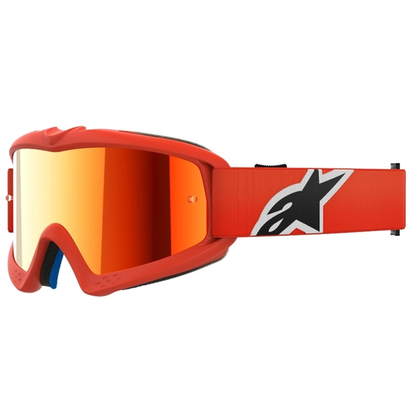 Detské motokrosové okuliare Alpinestars Vision Youth Corp oranžové so zrkadlovým červeným zorníkom