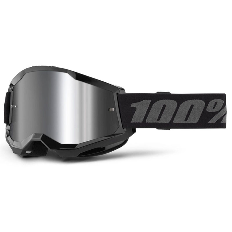 Motokrosové okuliare 100% STRATA 2 New čierne (strieborné plexi)