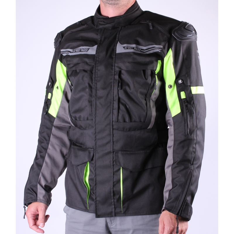 Bunda na motocykel Street Racer Blow čierno-fluo žltá výpredaj
