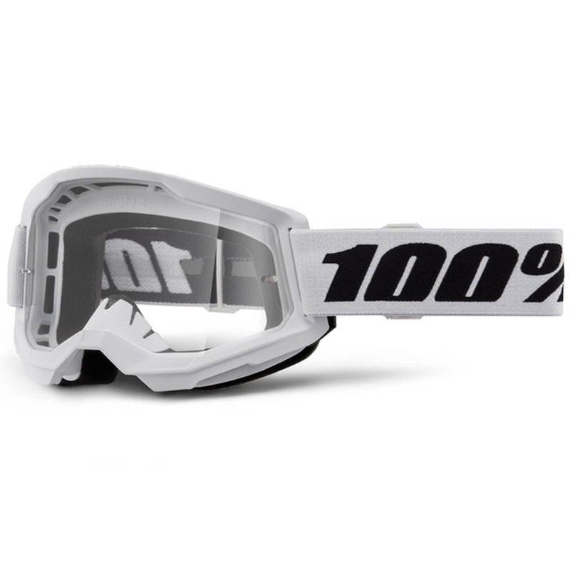 Motokrosové okuliare 100% STRATA 2 New biele (číre plexi)