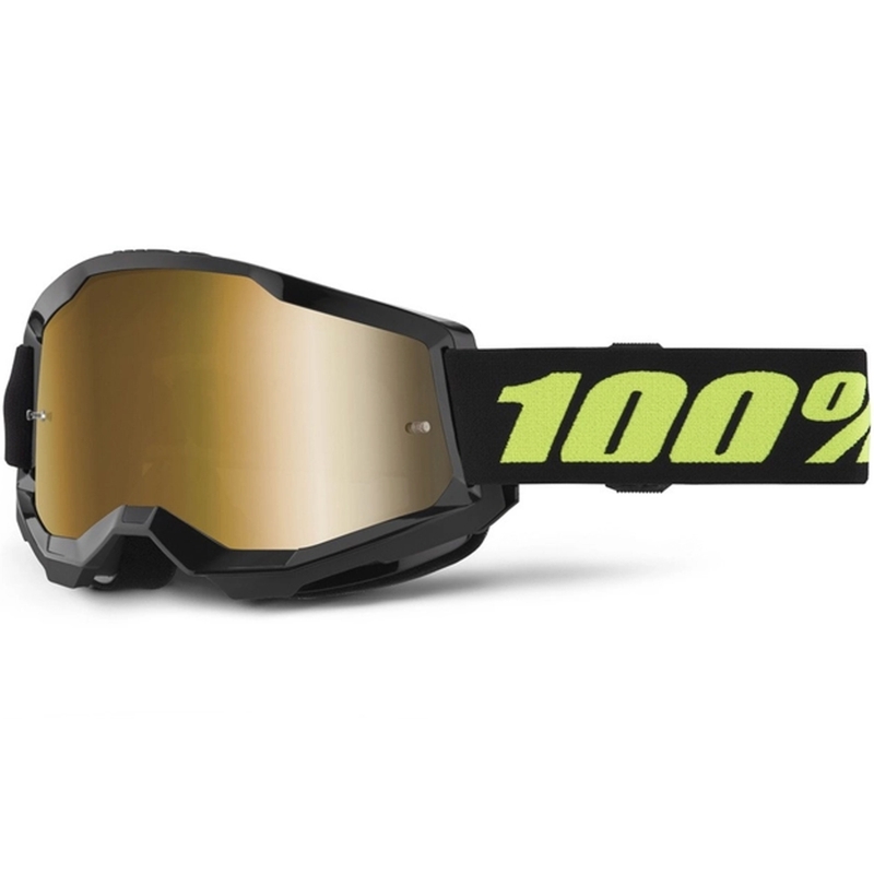 Motokrosové okuliare 100% STRATA 2 New Solar čierne (zlaté plexi)