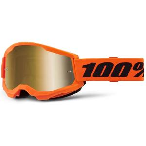 Motokrosové okuliare 100% STRATA 2 New oranžové (zlaté plexi)