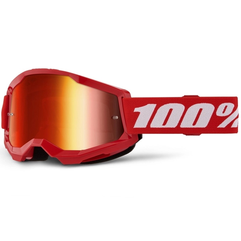 Motokrosové okuliare 100% STRATA 2 New červené (červené plexi)