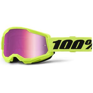 Motokrosové okuliare 100% STRATA 2 New fluo žlté (ružové plexi)