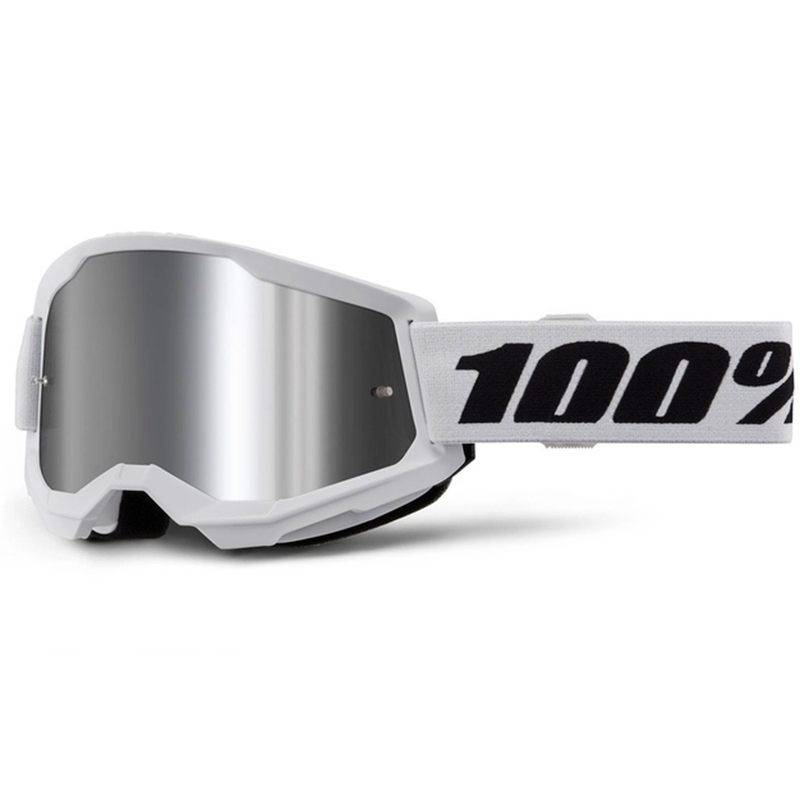 Motokrosové okuliare 100% STRATA 2 New biele (strieborné plexi)