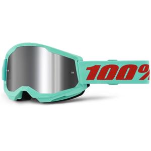 Motokrosové okuliare 100% STRATA 2 New Maupiti zelené (strieborné plexi)