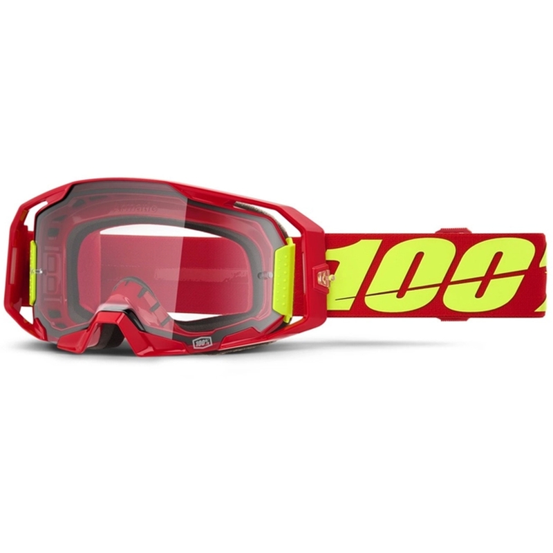 Motokrosové okuliare 100% ARmatic červené s čírym plexi