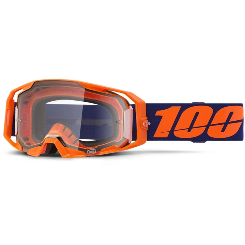 Motokrosové okuliare 100% ARmatic Neon Orange s čírym plexi