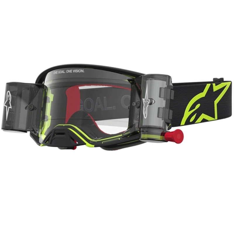 Motokrosové okuliare Alpinestars Supertech Firma čierno-fluo žlté s čírym plexi