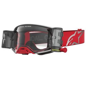 Motokrosové brýle Alpinestars Supertech ROLL-OFF červeno-stříbrné s čirým plexi