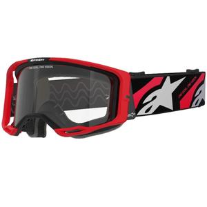 Motokrosové okuliare Alpinestars Vision 8 Luar červeno-čierne s čírym zorníkom