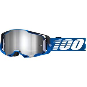 Motokrosové okuliare 100% ARMEGA Rockchuck čierno-bielo-modré (strieborné plexi)