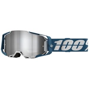 Motokrosové okuliare 100% ARMEGA Albar šedo-modré (strieborné plexi)