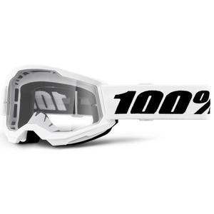Detské motokrosové okuliare 100% STRATA 2 biele číre plexi