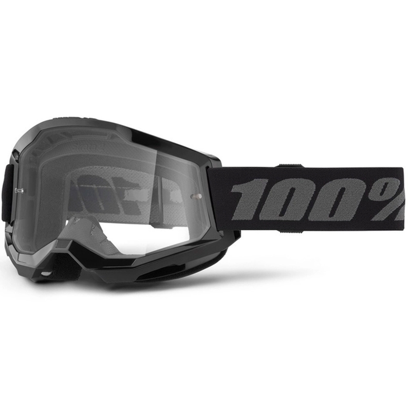 Detské motokrosové okuliare 100% STRATA 2 čierne číre plexi
