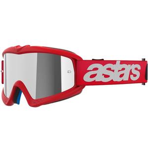 Detské motokrosové okuliare Alpinestars Vision Youth Blaze červené so zrkadlovým strieborným zorníkom